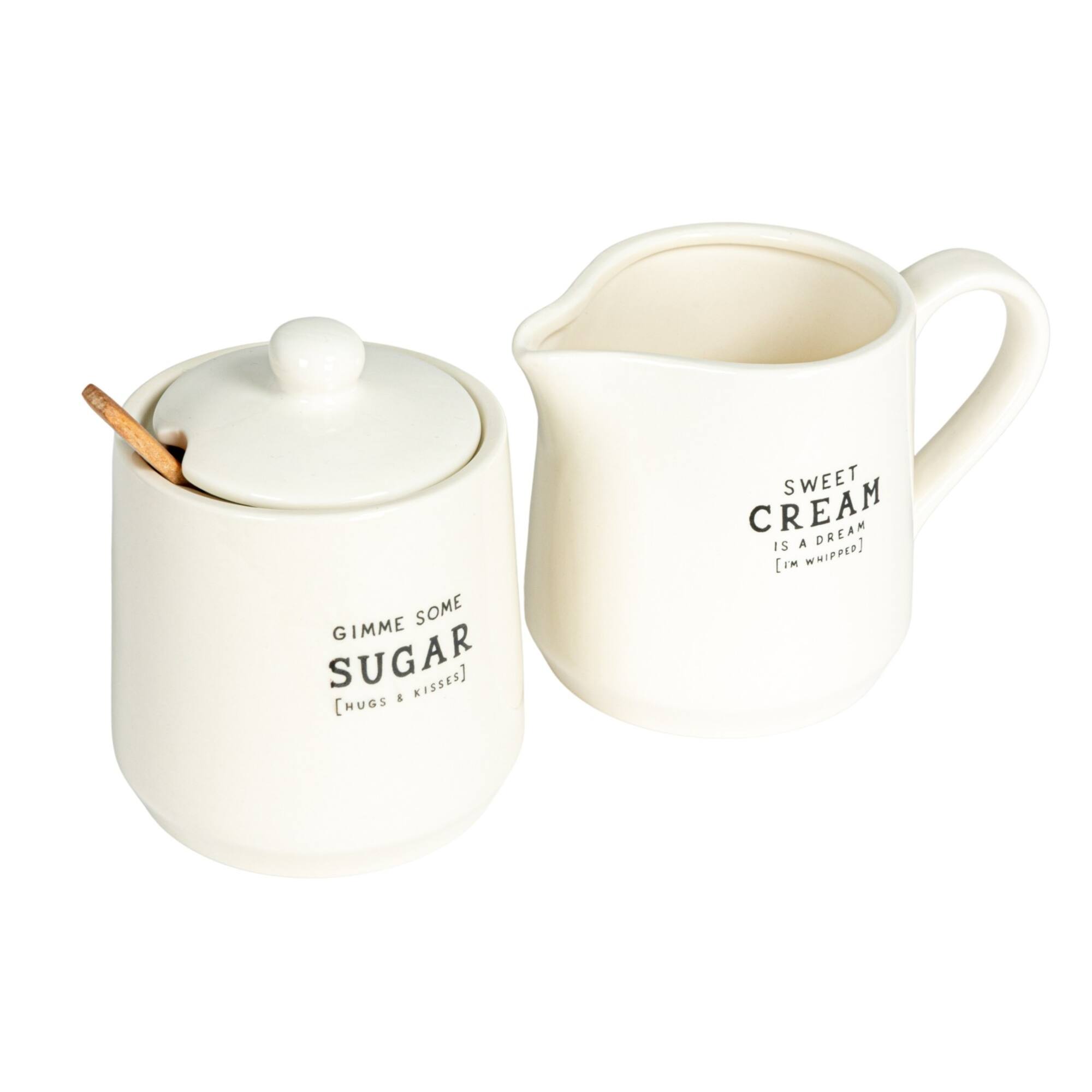Hello Honey® White Charming Stoneware Creamer & Sugar Pot Set with Spoon